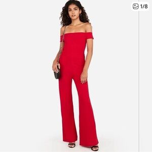 Express red off shoulder jumpsuit